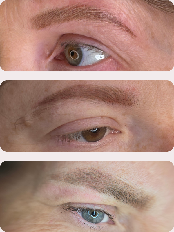 Before and after powder brows result